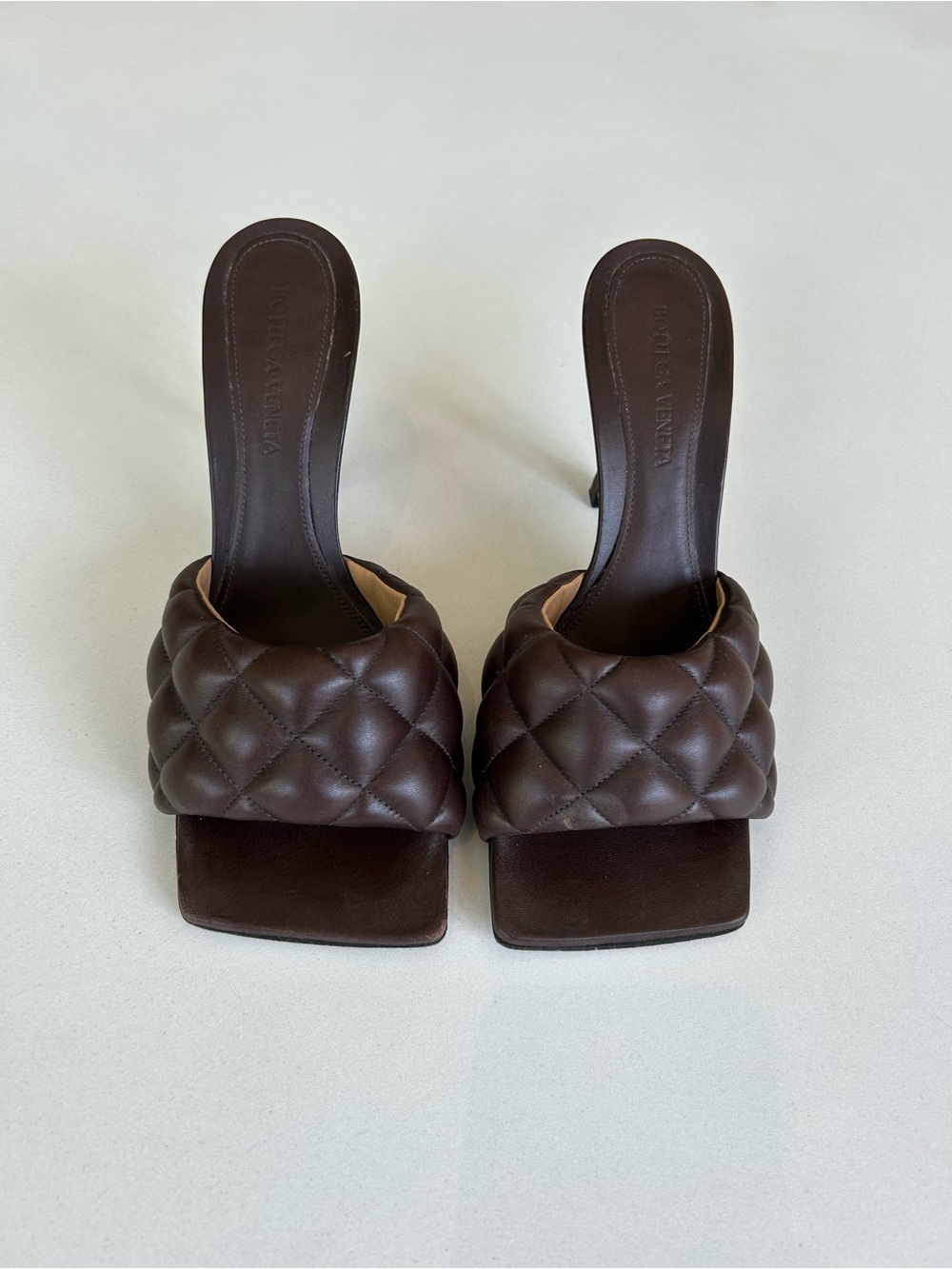 Bottega Veneta Dark Brown Quilted Leather Slide Mules